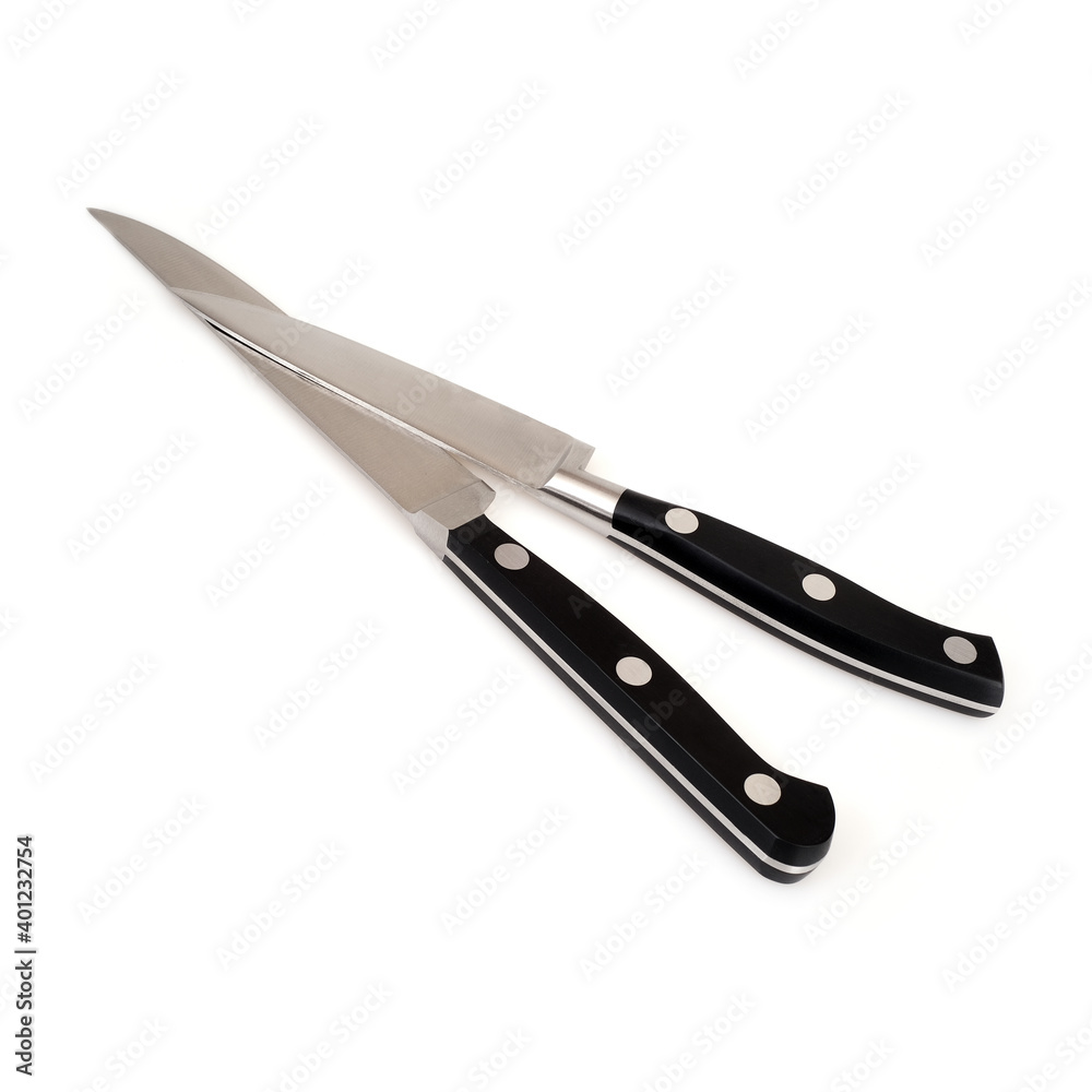 Two sharp knives isolated on a white background Two sharp knives isolated on a white background