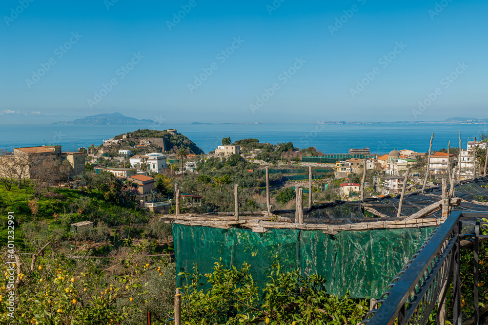 View of the territory of Massa Lubrense, with the Ischia island on the orizon