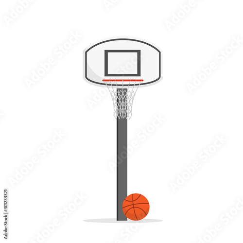 Basketball hoop and ball isolated on white background. Sport concept. Vector stock