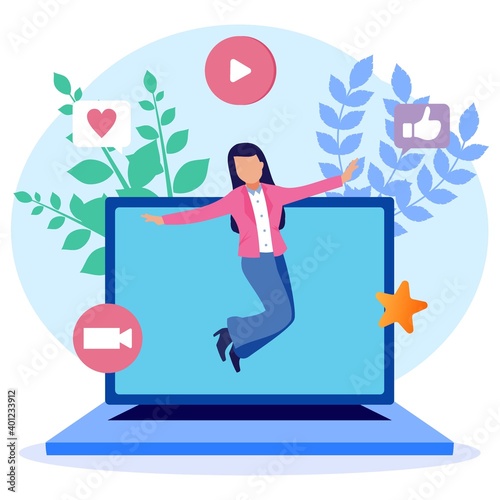 Illustration vector graphic cartoon character of influencer