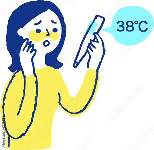 体温を計る女性