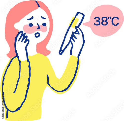 体温を計る女性