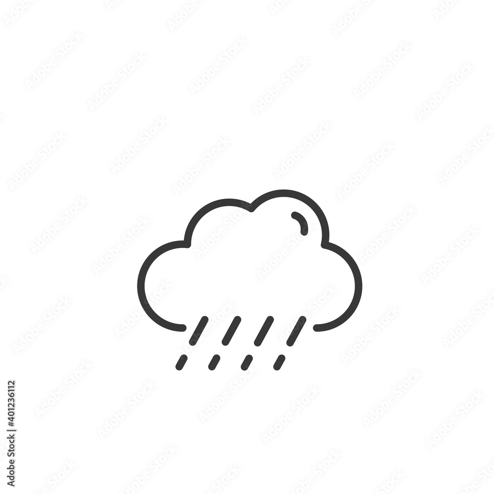 Sleet and cloud thin line icon. Isolated weather vector illustration Sleet and cloud thin line icon. Isolated weather vector illustration