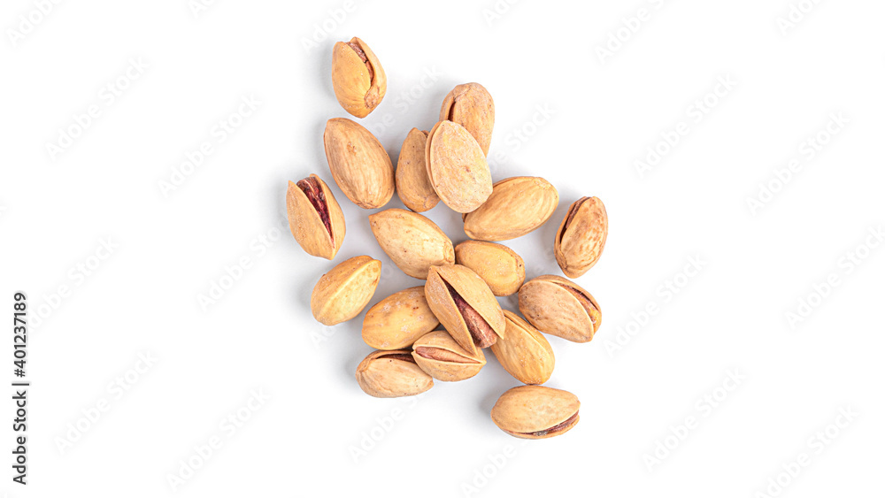 Pistachios on white background. High quality photo