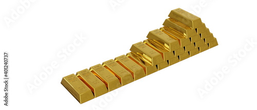 stack gold bars isolated on white background isolated