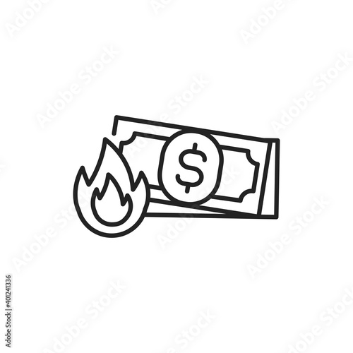 Cash burn line color icon. Sign for web page, mobile app
