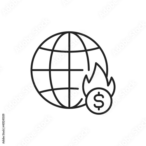 Economic crisis line color icon. Sign for web page, mobile app