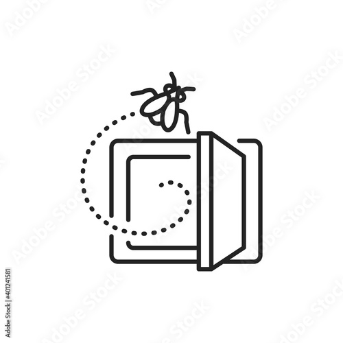 Empty safe with moth line color icon. Sign for web page, mobile app