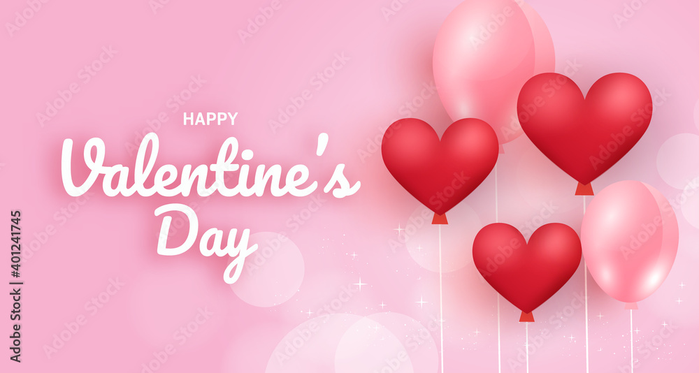 Valentine's day background with hearts balloons.