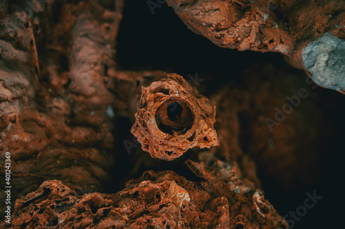 abstract texture of wet stone from inside cave