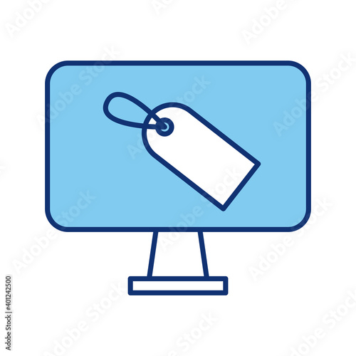 desktop computer monitor with tag line style icon