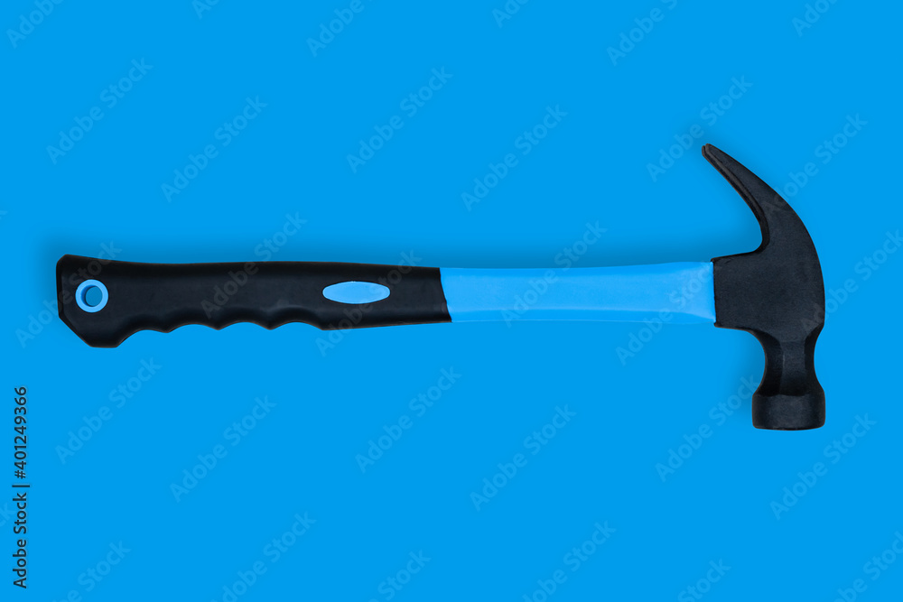 Hammer on a blue background. Hammer seamless pattern.