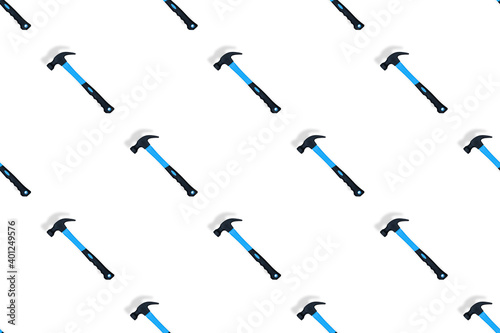 Hammer on a white background. Hammer seamless pattern.