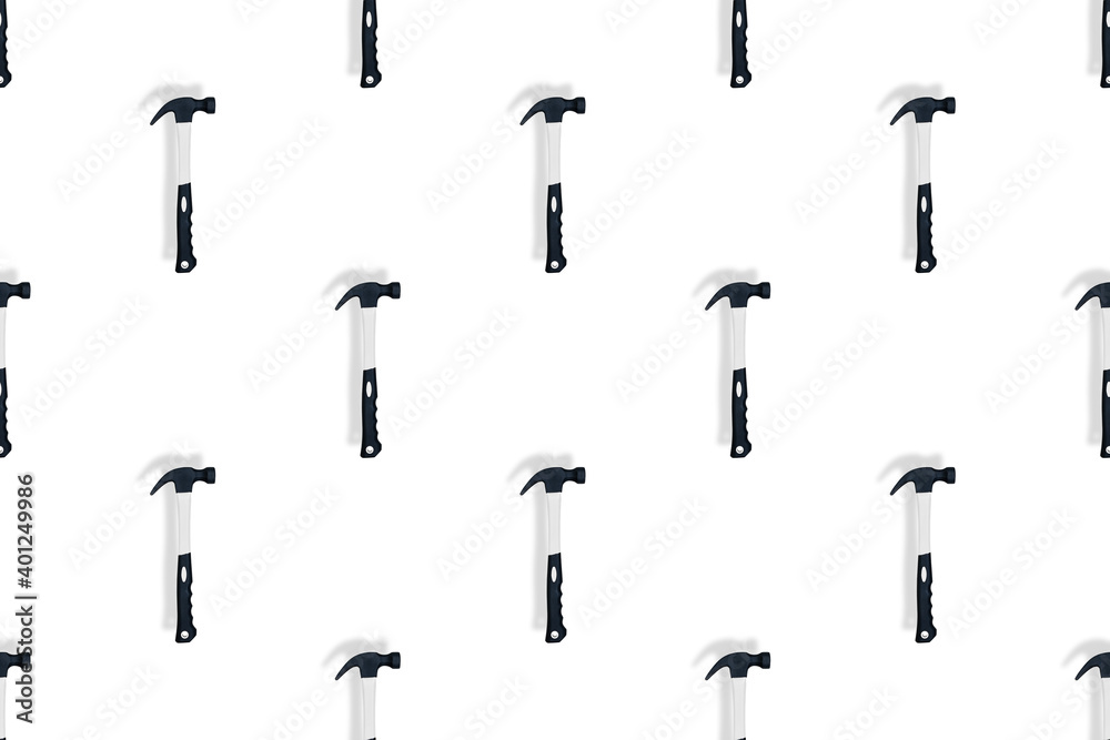 Hammer on a white background. Hammer seamless pattern. Hammer on a white background. Hammer seamless pattern.