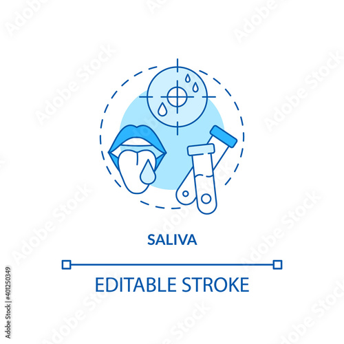 Saliva concept icon. Lab sample idea thin line illustration. Collecting DNA for genetic testing. Laboratory analysis. Biological fluid. Vector isolated outline RGB color drawing. Editable stroke photo