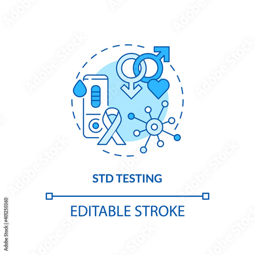STD testing concept icon. Top testing category idea thin line illustration. Sexually transmitted diseases. Viral infections. Vector isolated outline RGB color drawing. Editable stroke