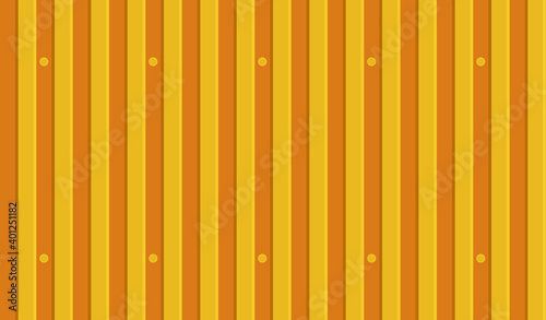 Colored corrugated metal roofing sheet texture background. Vector seamless pattern of yellow wavy slate. Galvanized iron sheet. Metal roof, metal siding, profiled sheeting for covering or fencing.