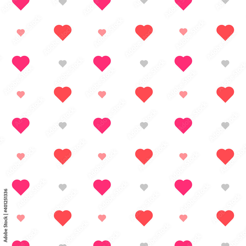 This is a seamless pattern of hearts on a white background. Wrapping paper.