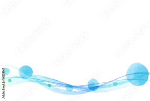 さわやかな青色の手描きライン素材