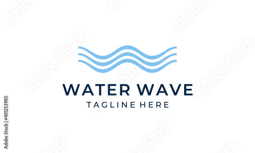 initial letter W with ocean water wave logo design template