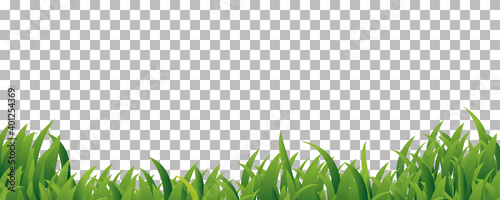 Green Grass border frame on checkered background
