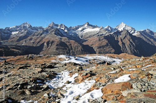Photos Dent Blanch, Obergabelhorn, Zinalrothorn and Weisshorn seen from the Gornergrat