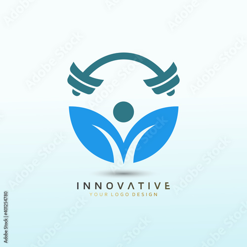 Yoga leaf icon fitness logo design, Gym Logos Design, Workout Logo Ideas For App, Gym Logo Ideas and Fitness Logo Designs