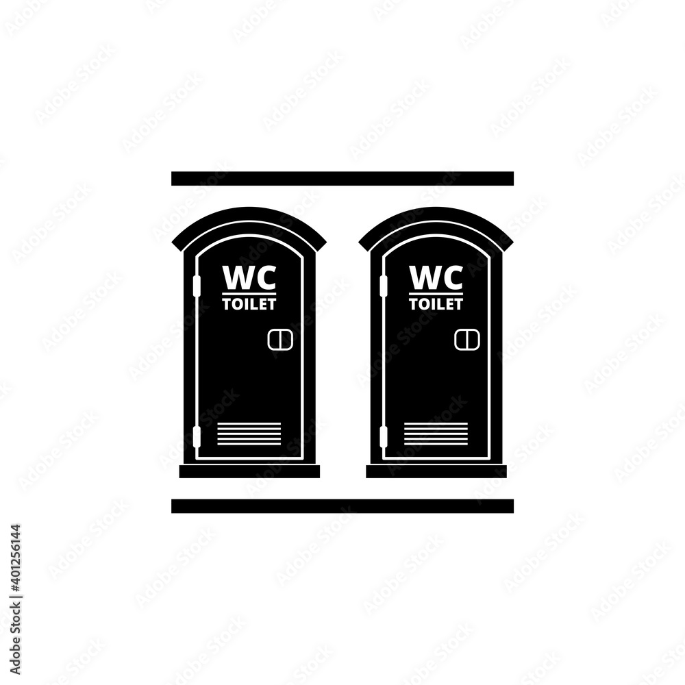 Illustration of toilet cabins icon isolated on white background Illustration of toilet cabins icon isolated on white background