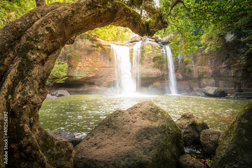 Huaw Suwat waterfall in Khao yai national park Thailand traval water fall mountain