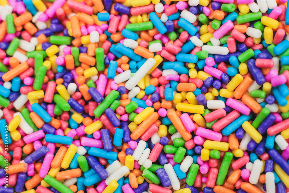 Sugar sprinkle Background Texture. decoration for cake and bekery, a lot of sprinkles as a background