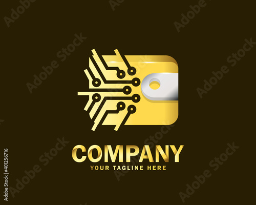 luxury gold pocket tech logo design template