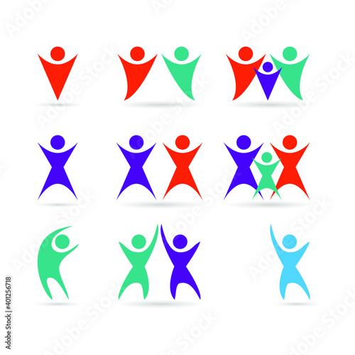 a set of people vectors for symbols of family, teamwork, being happy and celebrating something