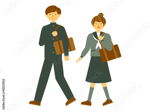 生の男の子と女の子・学ラン セーラー服
