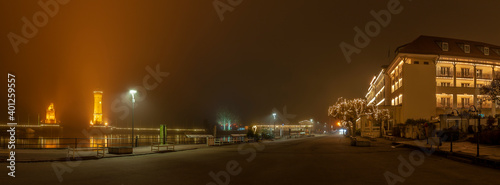 Hafenpromenade von Lindau Bodensee bei Nacht