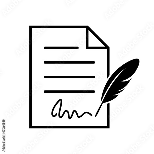 Signature in document icon, logo isolated on white background