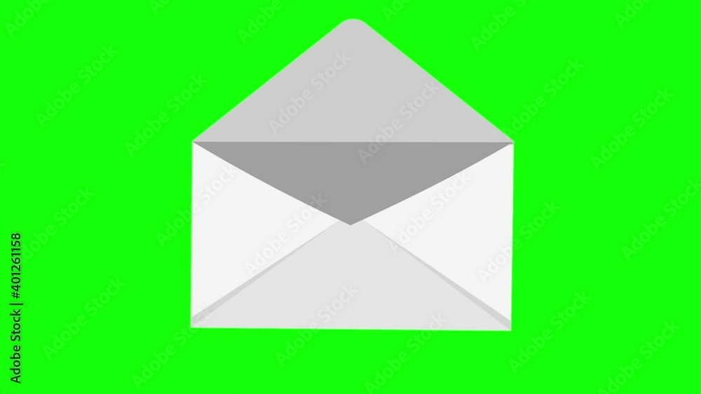 envelope closing, animation with green background