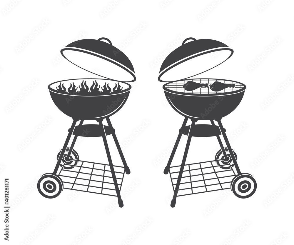Vecteur Stock BBQ Grill with Fork Spatula, BBQ SVG , BBQ Clip art