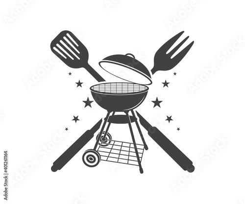  BBQ Grill with Fork Spatula, BBQ SVG , BBQ Clip art  design, BBQ Gril vector design