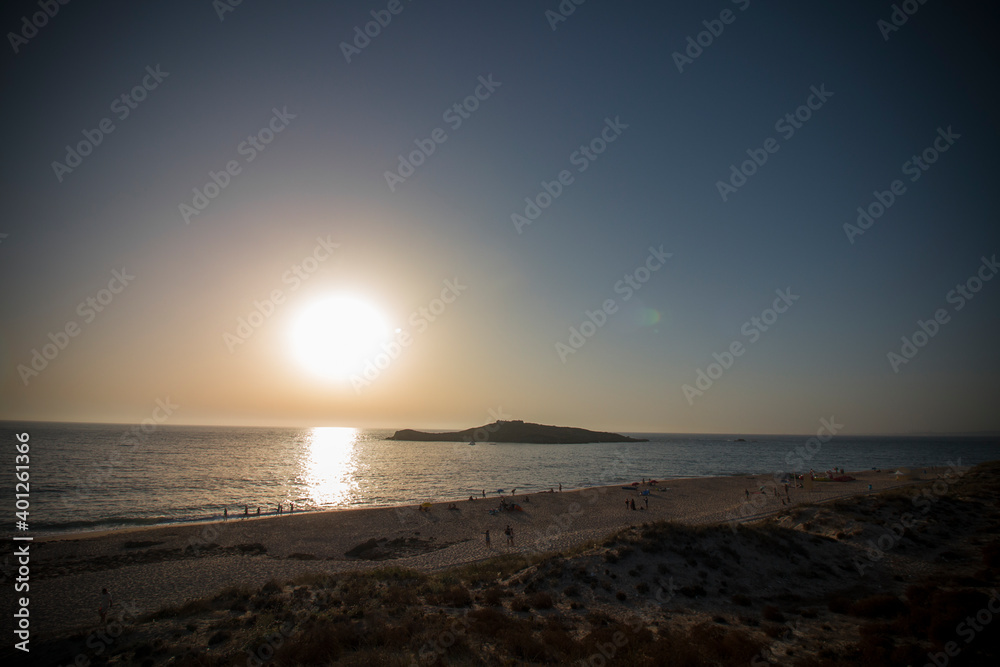 Fototapeta premium ilha do pessegueiro, sunset, porto covo