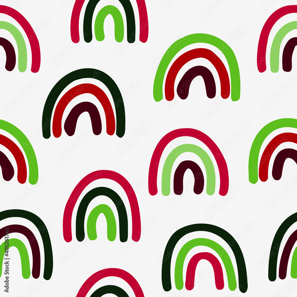 Christmas theme colored rainbow seamless pattern. One directional stroke all over print. Christmas theme colored rainbow seamless pattern. One directional stroke all over print.