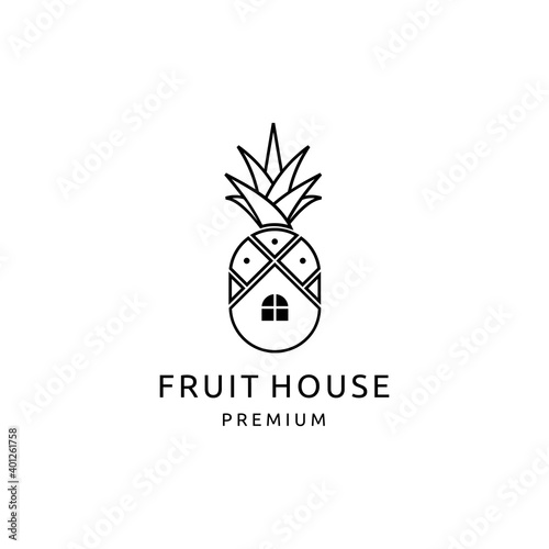 Vector Illustration of a Pineapple Fruit House Logo Design