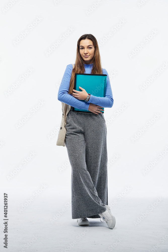 Female college student, ready to study, in times of Coronavirus Female college student, ready to study, in times of Coronavirus
