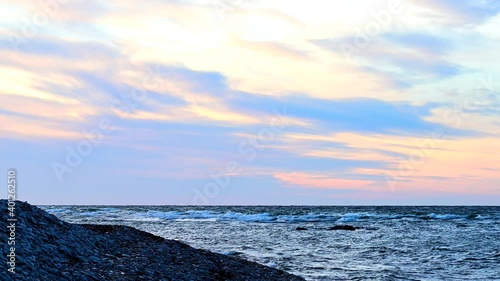 Winter ocean sunset photo