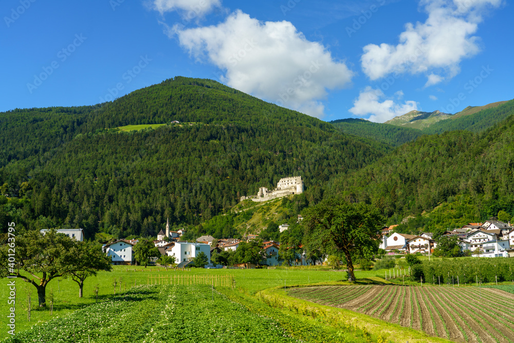 Mountain landscape in the Venosta valley at summer