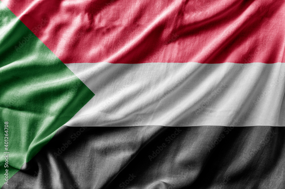 Waving detailed national country flag of Sudan