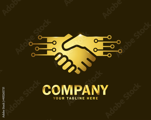 luxury gold deal tech logo design template