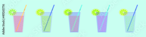set of fresh drinks cartoon icon design template with various models. vector illustration isolated on blue background