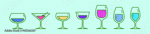 set of drinks cartoon icon design template with various models. vector illustration isolated on blue background