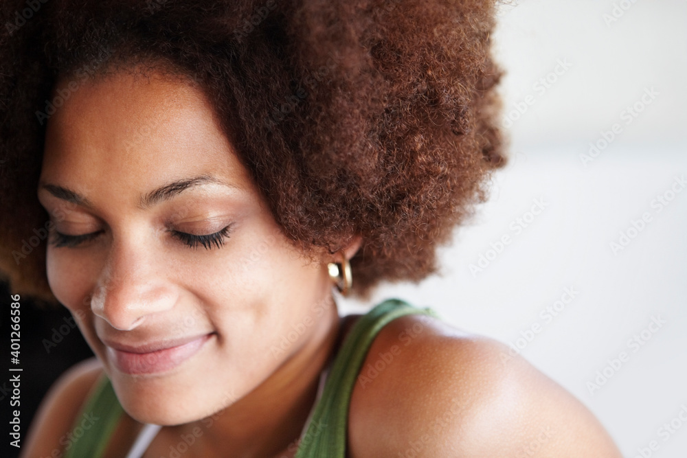 Portrait of a woman with her eyes closed Portrait of a woman with her eyes closed