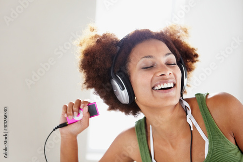 Woman listening to music